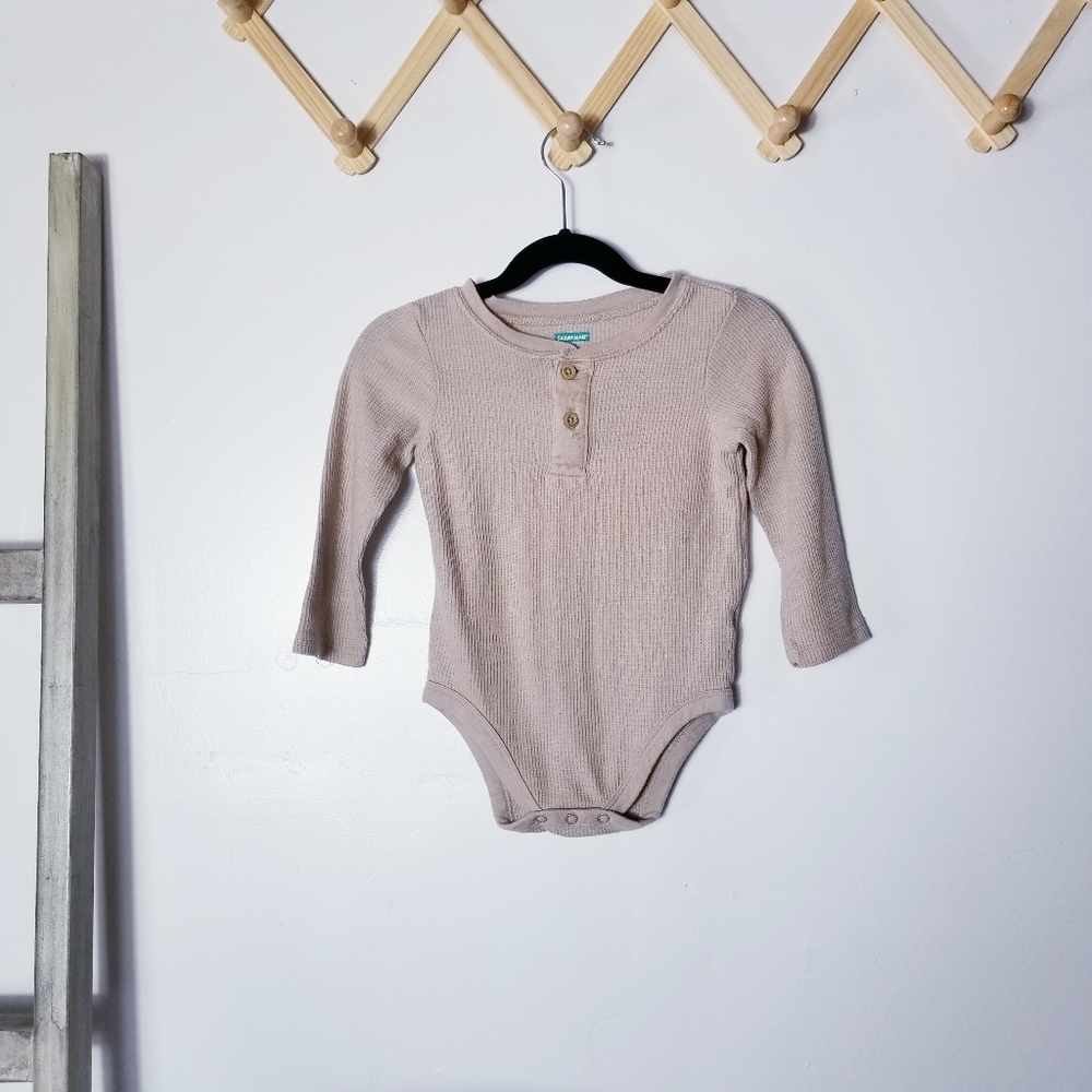 GARANIMALS TAN WAFFLE ONESIE BODYSUIT SIZE 24 MONTHS